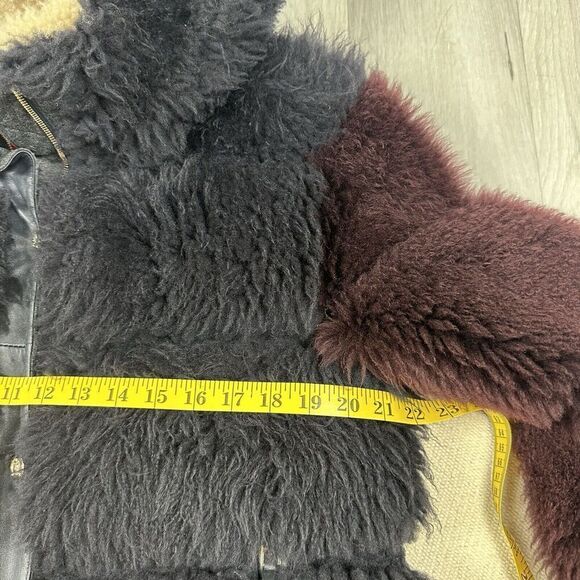 Rare Tommy Hilfiger Fur Coat Shearling Hooded Jacket Navy Burgundy Size 2 - Picture 9 of 12